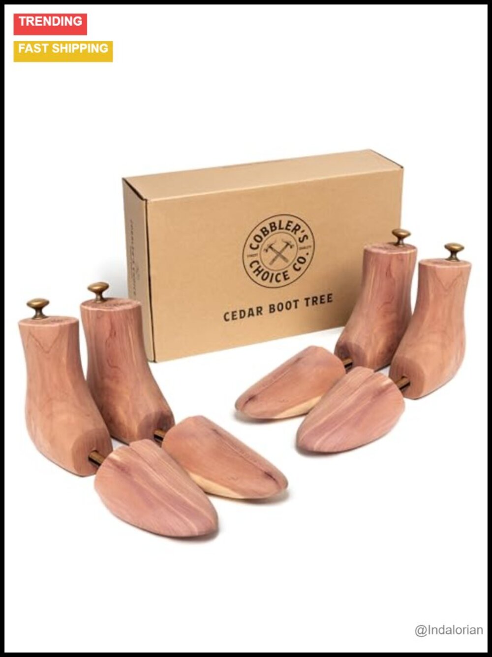 Cedar Wood Shoe Trees Split Toe Solid Shaft Boot Trees 2 Pack
